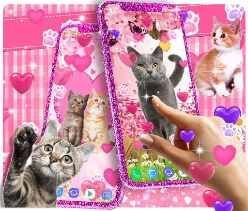 Cute pink kitty live wallpaper - Image screenshot of android app