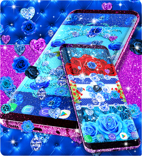 Blue diamonds live wallpapers - Image screenshot of android app