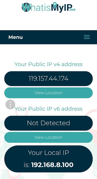 What is My IP address - Image screenshot of android app