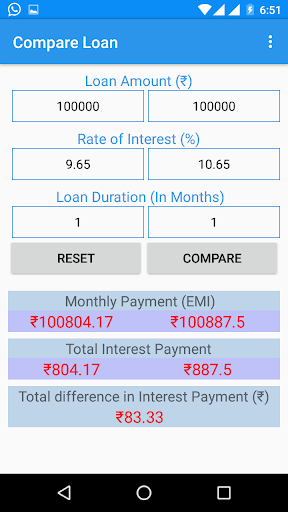 EMI CALCULATOR  SBI, BOB, HDFC - Image screenshot of android app