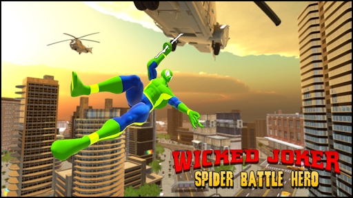Wicked Joker Spider Battle Hero Fight Rope Power - Gameplay image of android game