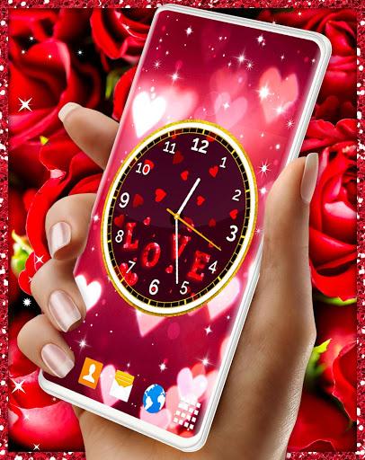 Love Hearts Clock Wallpaper - Image screenshot of android app