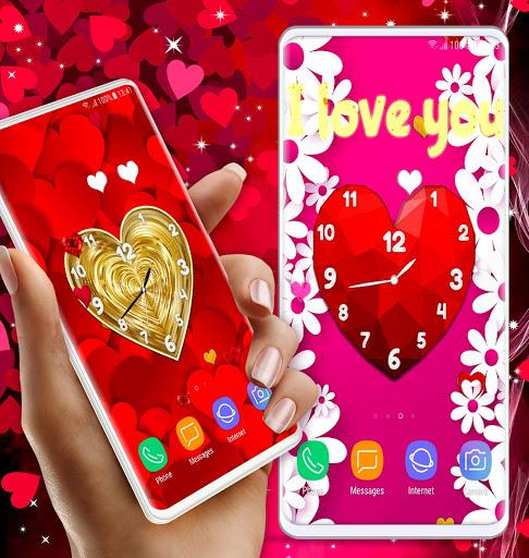 Love Hearts Clock Wallpaper - Image screenshot of android app