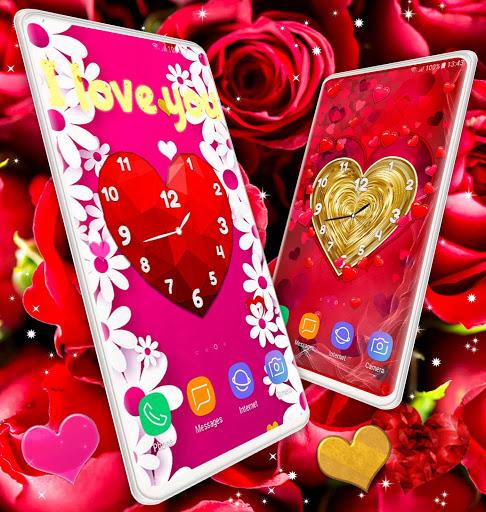 Love Hearts Clock Wallpaper - Image screenshot of android app