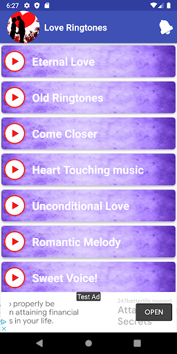 Love Ringtones - عکس برنامه موبایلی اندروید