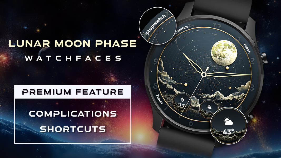 Lunar Moon Phase Watch Faces - Image screenshot of android app