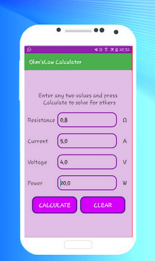 Volt / Amp / Watt / ohm Calculator - عکس برنامه موبایلی اندروید