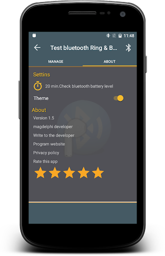 Bluetooth headset check - Image screenshot of android app