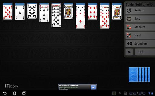 Spider Solitaire HD - Gameplay image of android game
