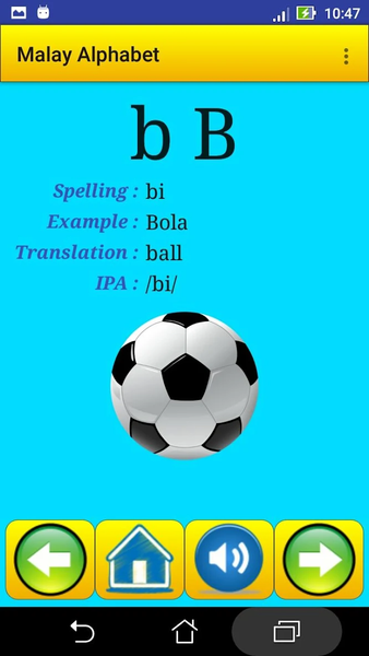 Malay alphabet for students - Image screenshot of android app