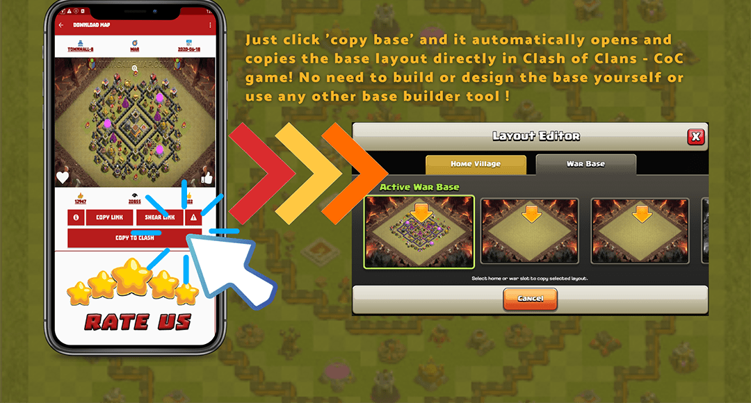clash maps layout Base link - عکس برنامه موبایلی اندروید