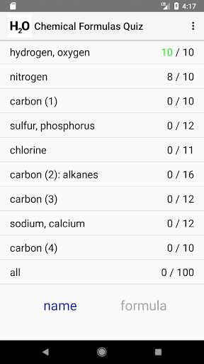Chemical Formulas Quiz - عکس برنامه موبایلی اندروید
