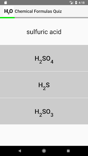 Chemical Formulas Quiz - Image screenshot of android app