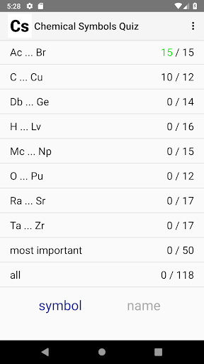 Chemical Symbols Quiz - Image screenshot of android app