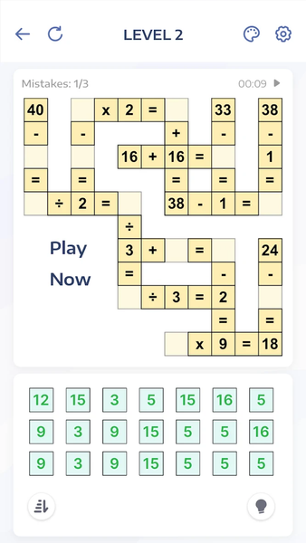 Crossmath - Math Puzzle Games - Gameplay image of android game