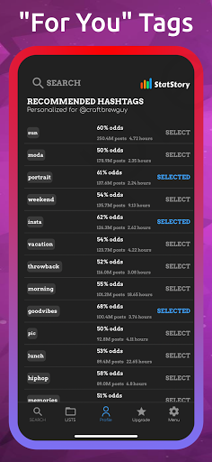 Statstory Live Hashtags & Tags - Image screenshot of android app