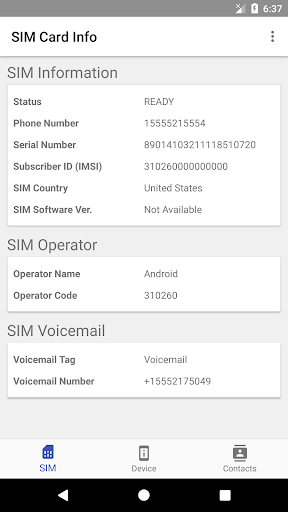 SIM Card Info - عکس برنامه موبایلی اندروید