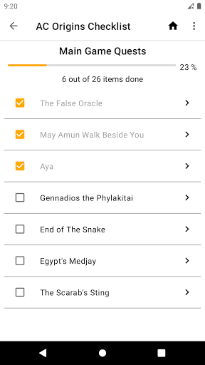 Guide, Checklist - AC Origins - عکس برنامه موبایلی اندروید