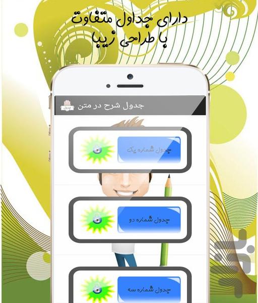 جدول شرح در متن - عکس برنامه موبایلی اندروید