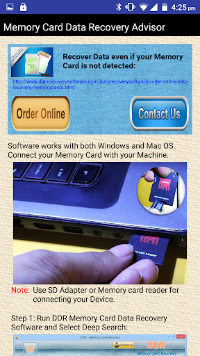 Memory Card Data Recovery Help - عکس برنامه موبایلی اندروید