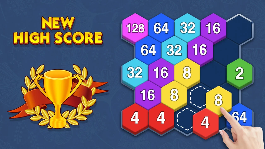 Merge Block - 2048 Hexa puzzle - Gameplay image of android game