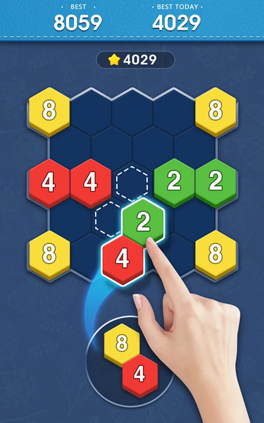 Merge Block - 2048 Hexa puzzle - Gameplay image of android game
