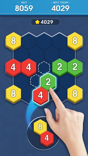 Merge Block - 2048 Hexa puzzle - Gameplay image of android game