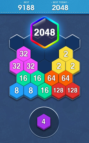 Merge Block - 2048 Hexa puzzle - Gameplay image of android game