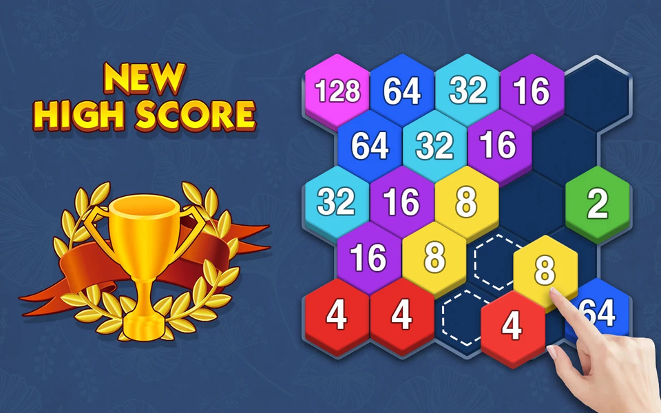 Merge Block - 2048 Hexa puzzle - Gameplay image of android game