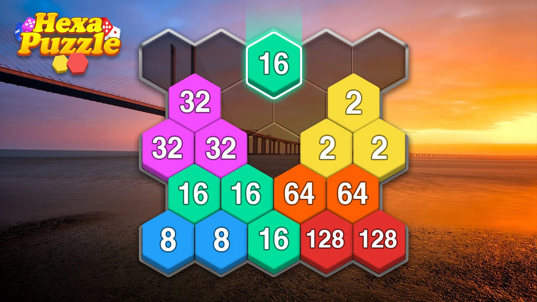 Merge Block - 2048 Hexa puzzle - Gameplay image of android game