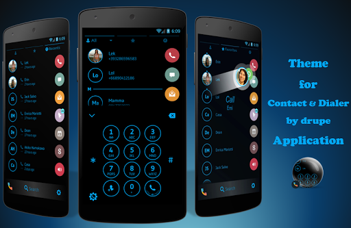 Theme Dialer Black Blue - Image screenshot of android app