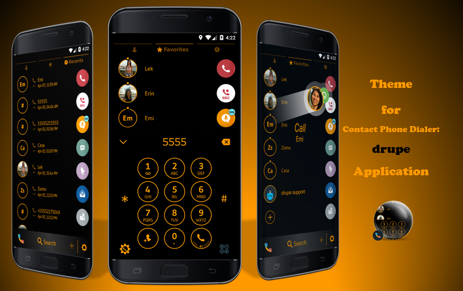 Theme Dialer CircleBlackOrange - Image screenshot of android app
