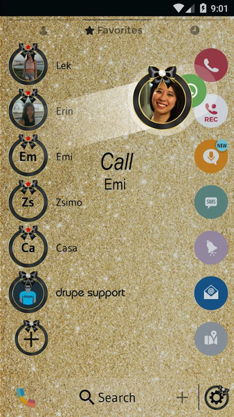 Theme Dialer Glitter Gold Bow - Image screenshot of android app