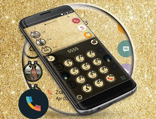 Theme Dialer Glitter Gold Bow - Image screenshot of android app