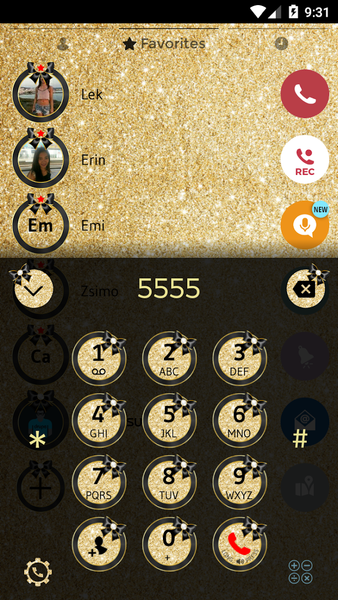 Theme Dialer Glitter Gold Bow - Image screenshot of android app
