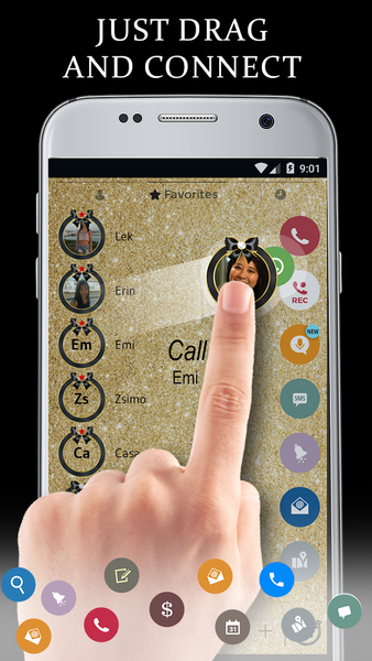 Theme Dialer Glitter Gold Bow - Image screenshot of android app