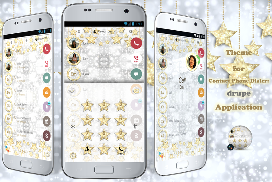 Theme Dialer Glitter GoldStars - Image screenshot of android app