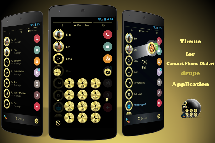 Theme Dialer Metal Gold - عکس برنامه موبایلی اندروید