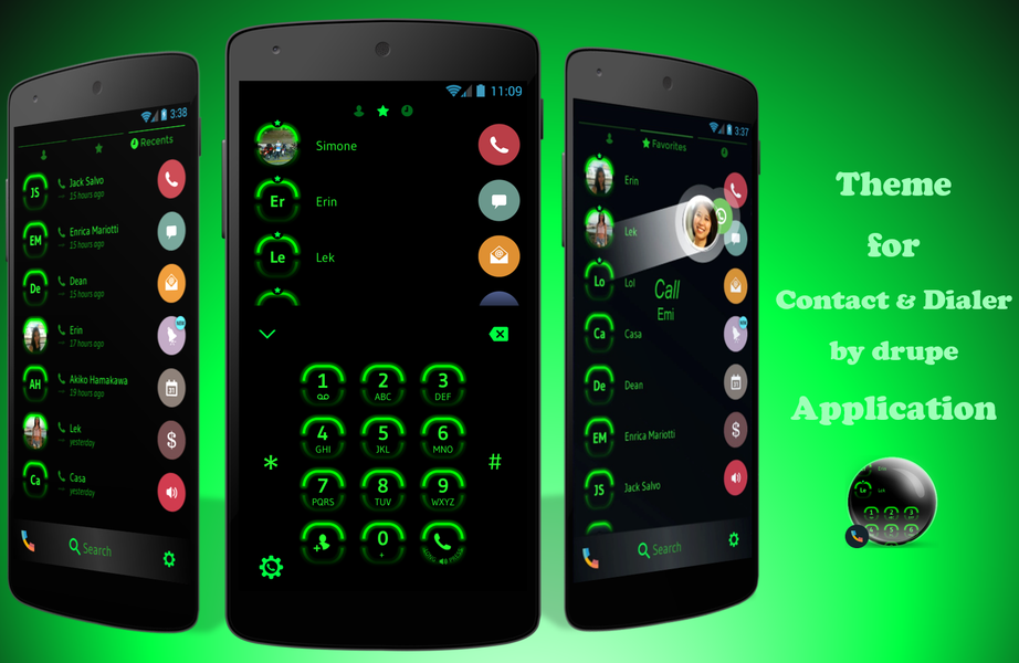 Theme Dialer Neon Green - Image screenshot of android app
