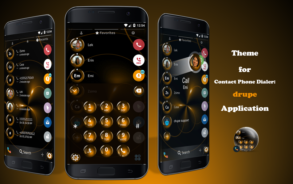 Theme Dialer Spheres Orange - عکس برنامه موبایلی اندروید