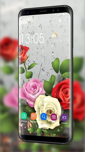 Rose Live Wallpaper with Waterdrops - Image screenshot of android app