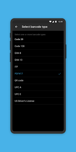 PDF۴۱۷ barcode scanner - عکس برنامه موبایلی اندروید