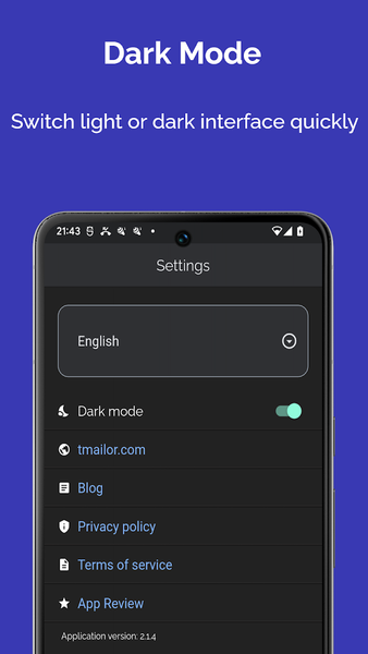 Temp Mail by tmailor.com - Image screenshot of android app