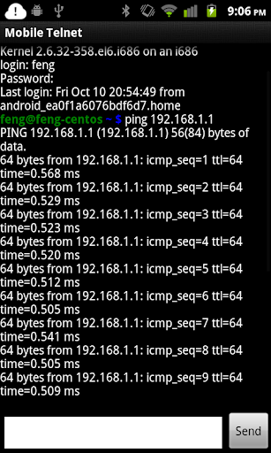 Mobile Telnet - Image screenshot of android app