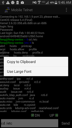 Mobile Telnet - Image screenshot of android app