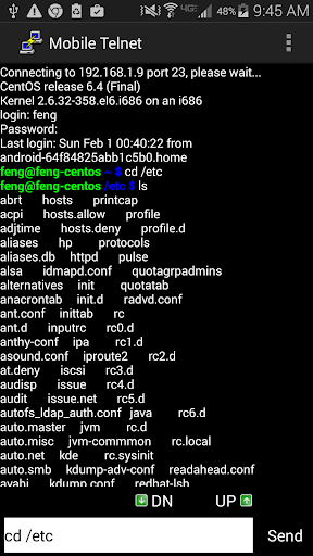 Mobile Telnet - Image screenshot of android app