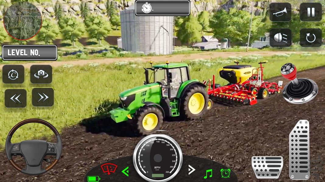 بازی تراکتور سواری در مزرعه کشاورزی - Gameplay image of android game