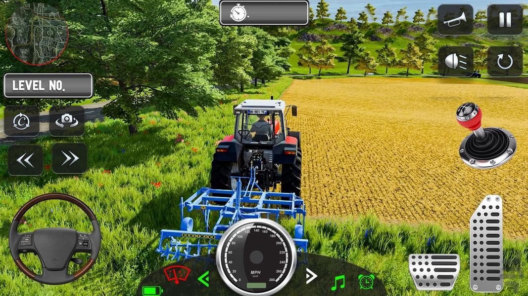 بازی تراکتور سواری در مزرعه کشاورزی - Gameplay image of android game