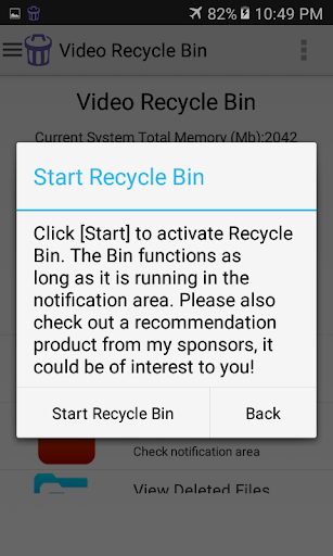 Video Recycle Bin - Image screenshot of android app