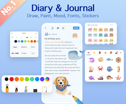 My Diary - Journal, Diary, Daily Journal with Lock – دفترچه خاطرات قفل‌دار - عکس برنامه موبایلی اندروید